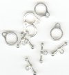 Set of 5, 15mm Plain Silver Plated Toggle Clasps